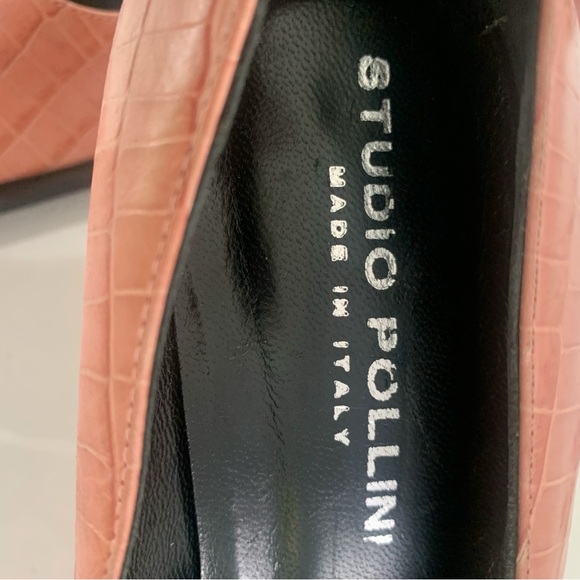 NEW STUDIO POLLINI Rare Embossed Leather Croc Pump 37 1/2 EU - Picture 8 of 12